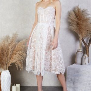 White midi lace dress